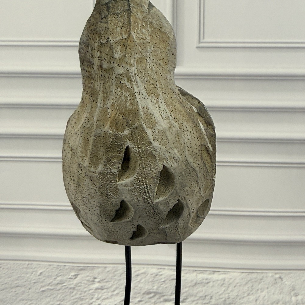 Hand Carved Wooden Egret Shorebird Sculpture Coastal Beach Decor Rustic Bird Art - Picture 15 of 16